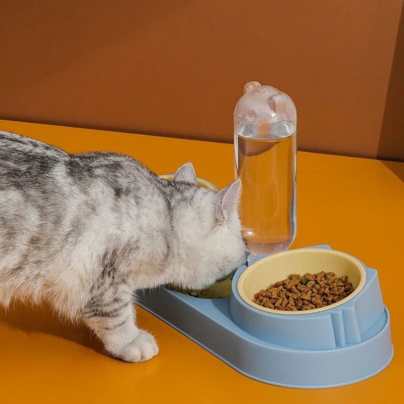 AquaMiaou™ - Distributeur d'Eau et de Nourriture 3-en-1 pour Chat