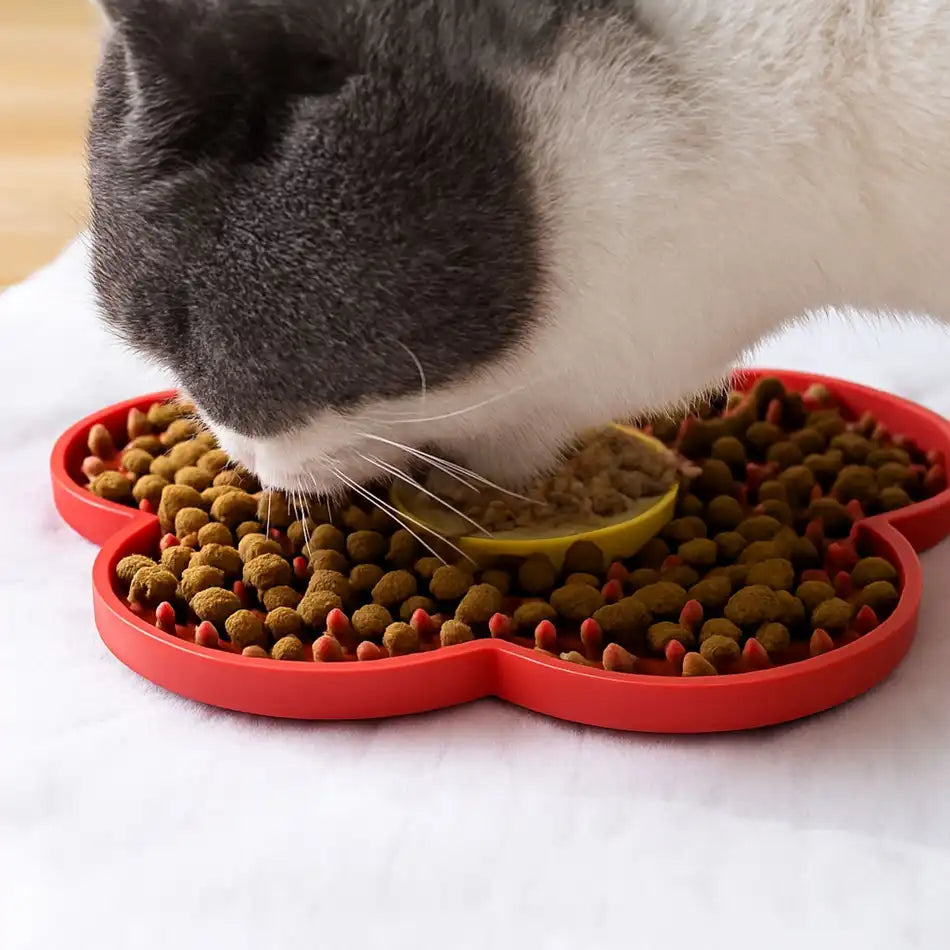 Anti stress chat – tapis de léchage rouge, activité apaisante pendant le repas, aide à éviter l’ennui