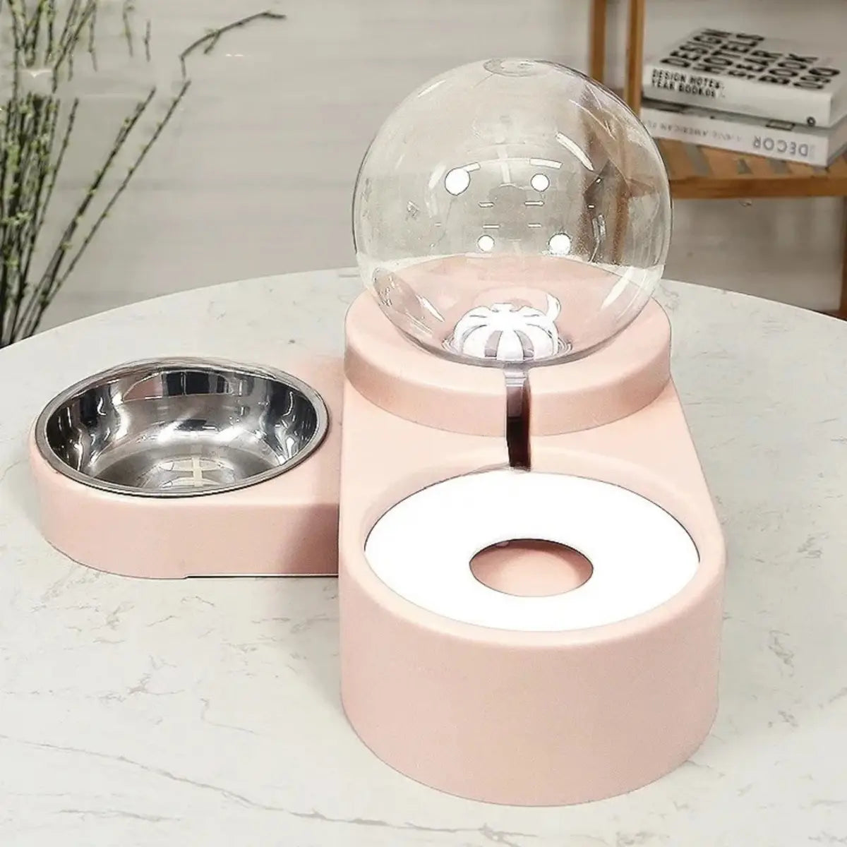 fontaine a eau chat GravityDuo design moderne avec bol en inox pour animaux - vue de dessus