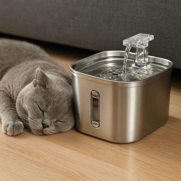 fontaine a eau chat aquazen chat gris apaisante