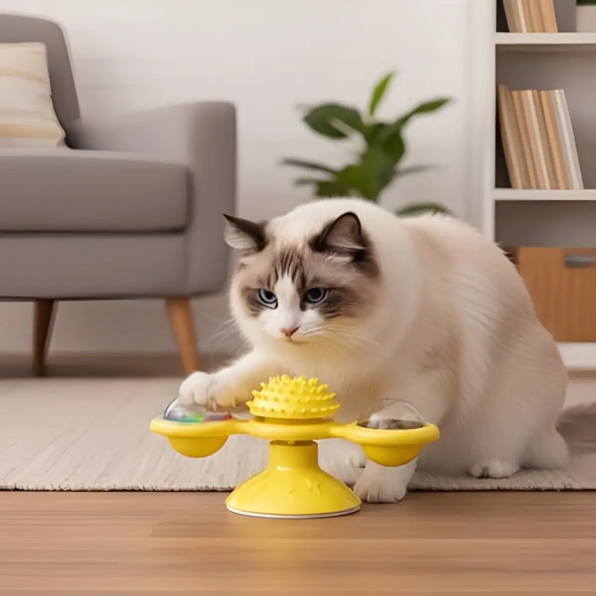 jouet chat interactif jaune avec design innovant pour divertir et stimuler votre félin