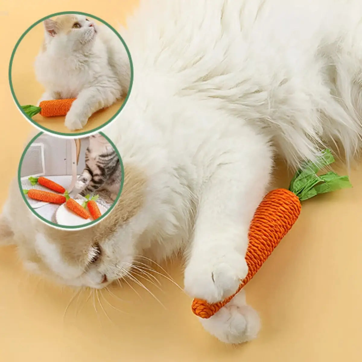 jouet pour chat en forme de carotte, idéal pour divertir et stimuler votre félin.