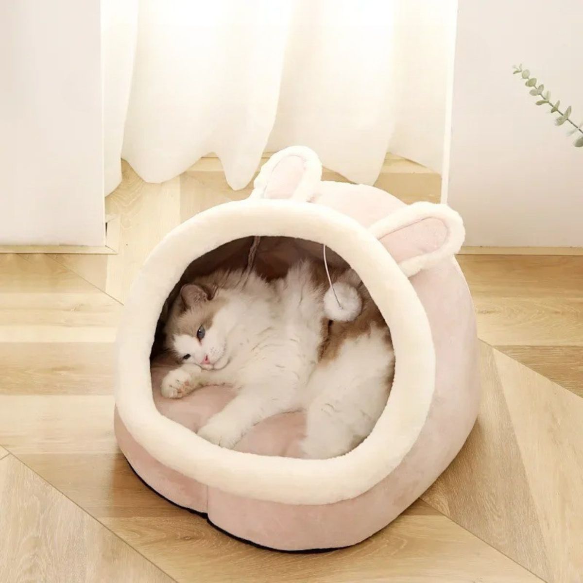 Lit pour chat en forme de lapin, ultra moelleux pour des siestes apaisées