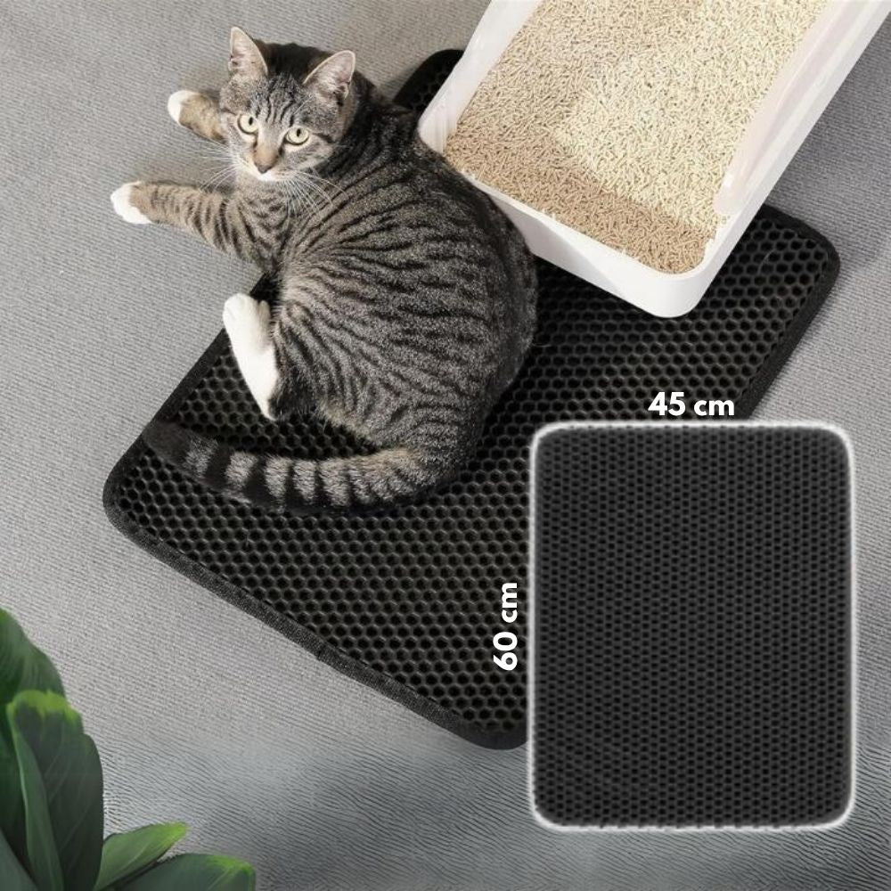litière chat tapis anti débordement taille L 60x45 cm pour bac litière