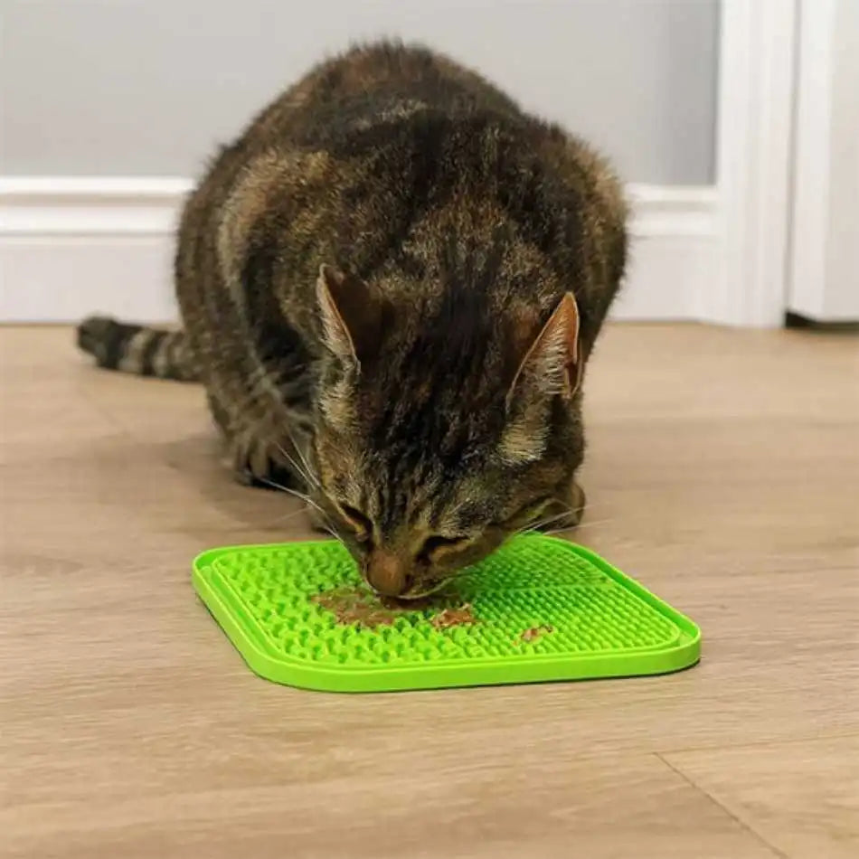 tapis de lechage pour chat vert, textures fines anti-vomis, digestion apaisée, anti-glouton