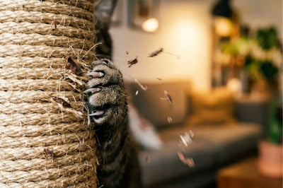 riffoir chat en corde avec une patte de chat, idéal pour protéger les meubles