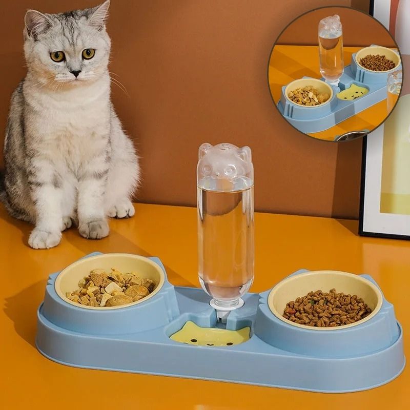 AquaMiaou™ - Distributeur d'Eau et de Nourriture 3-en-1 pour Chat