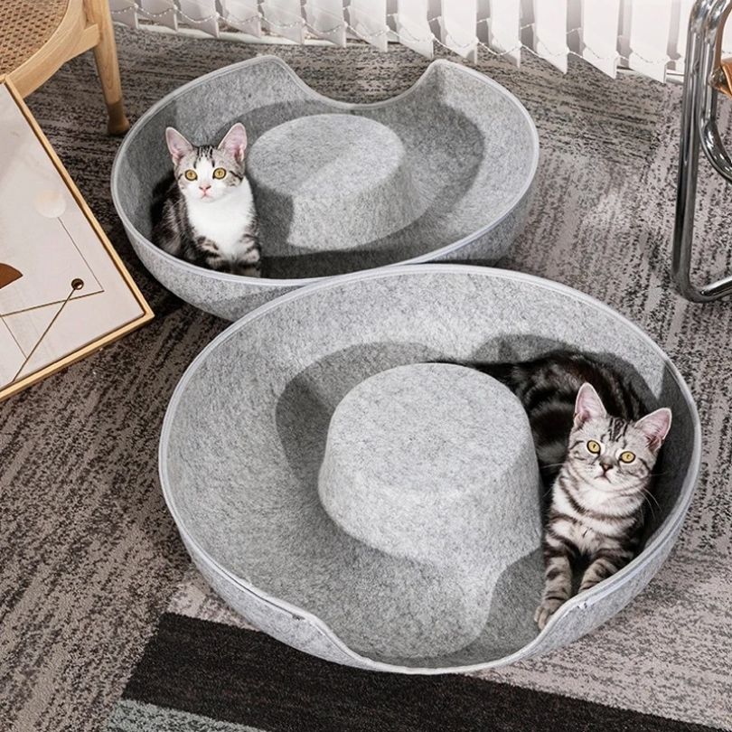 CozyDonut™ - Lit Douillet avec Tunnel Intégré pour Chats