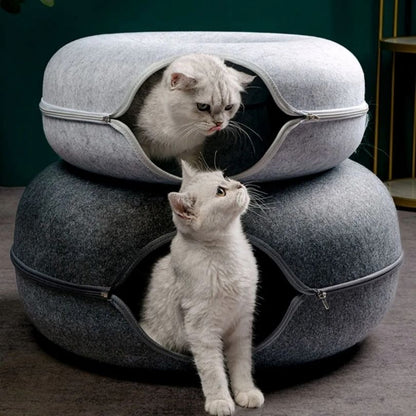 Feutre épais et doux du panier pour chat CozyDonut™, facile à laver