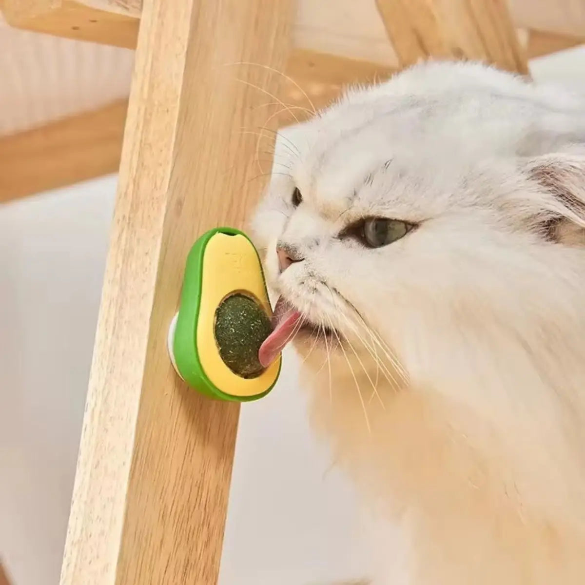 Avocatch™, jouet en forme d'avocat pour chat avec herbe à lécher.