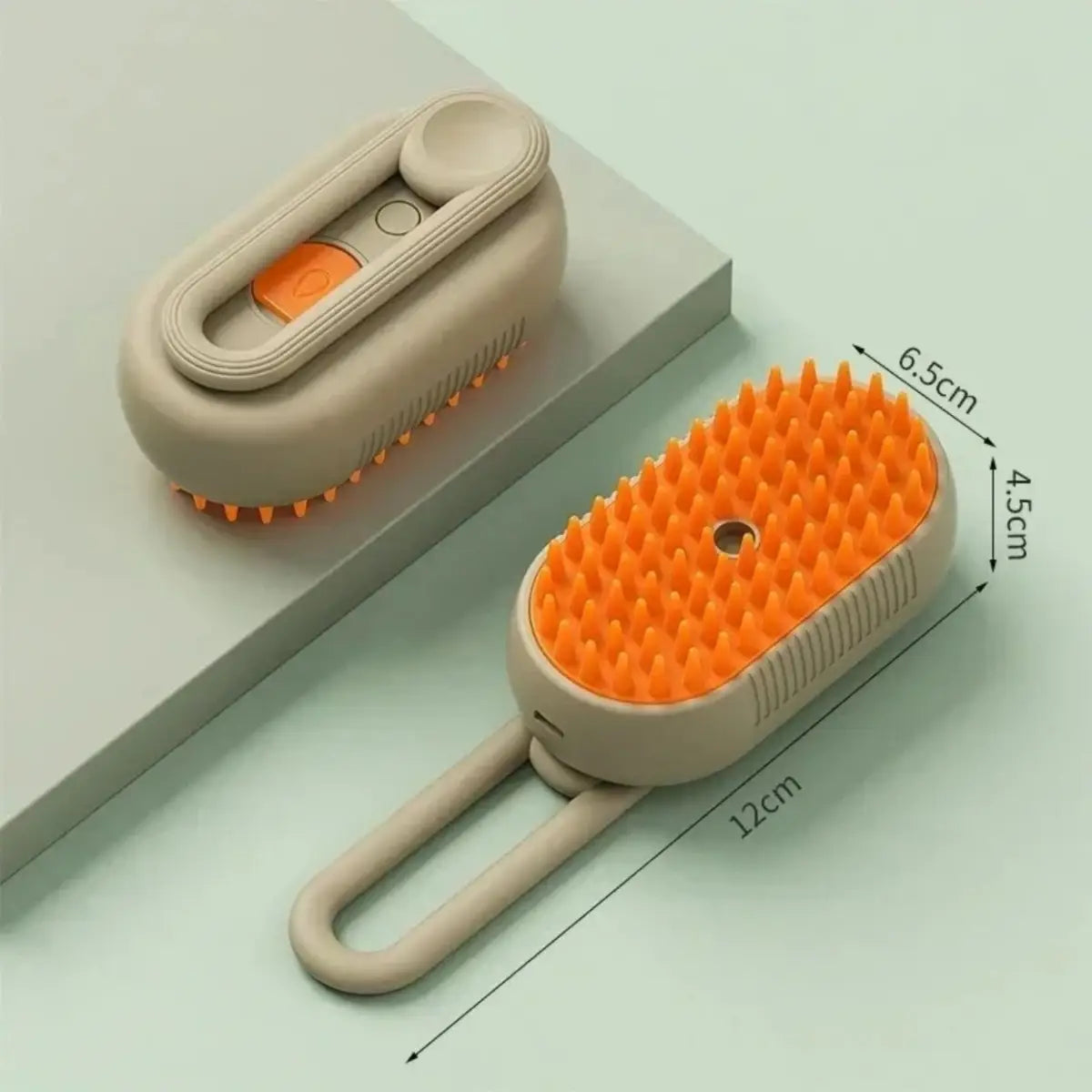 brosse à chat avec picots orange et design ergonomique pour un toilettage facile - intérieur moderne