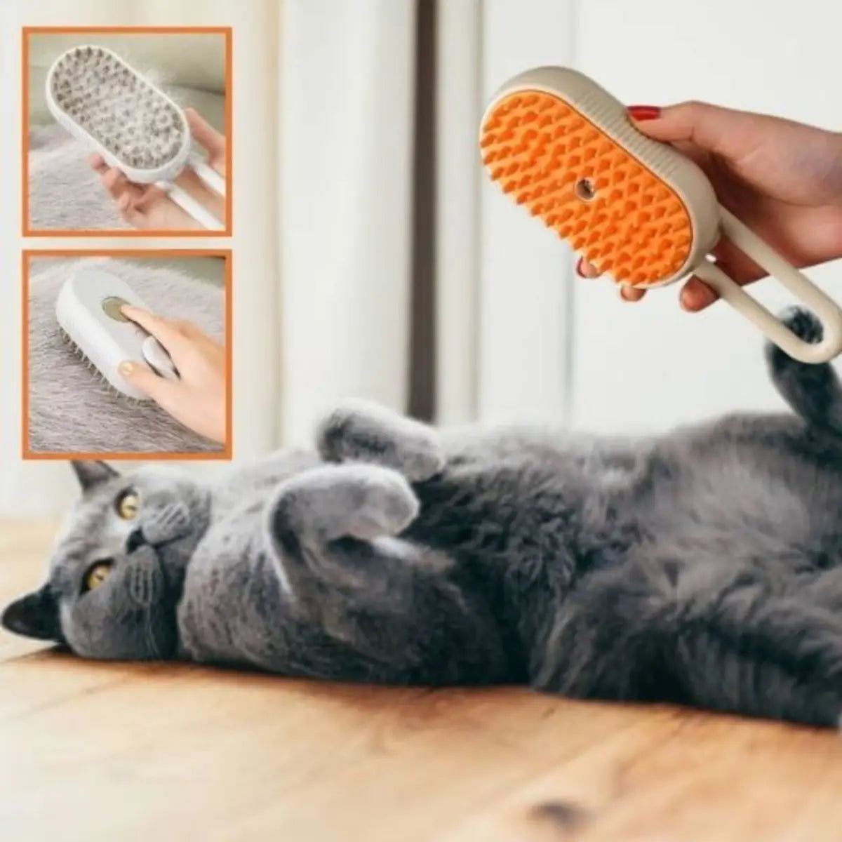 brosse à chat pratique pour éliminer les poils et masser le pelage du chat