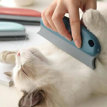 brosse poil chat utilisée pour un toilettage doux sur un chat détendu.