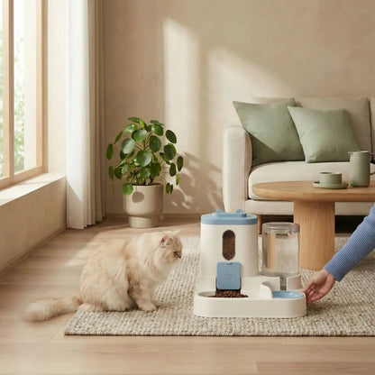 Distributeur de croquettes pour chat DuoFlow™ avec design moderne et fonctionnel.