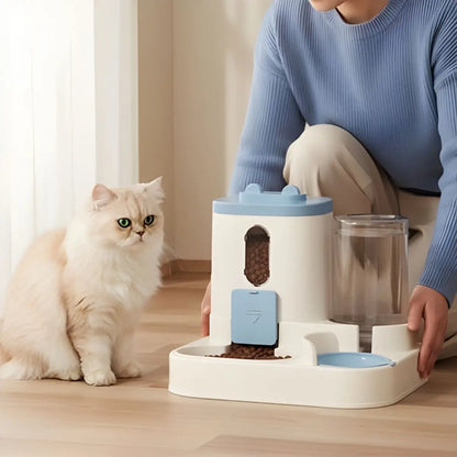distributeur de croquettes pour chat DuoFlow avec design moderne et bol intégré - intérieur moderne