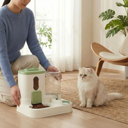 Distributeur de croquettes pour chat DuoFlow avec un design pratique et élégant.