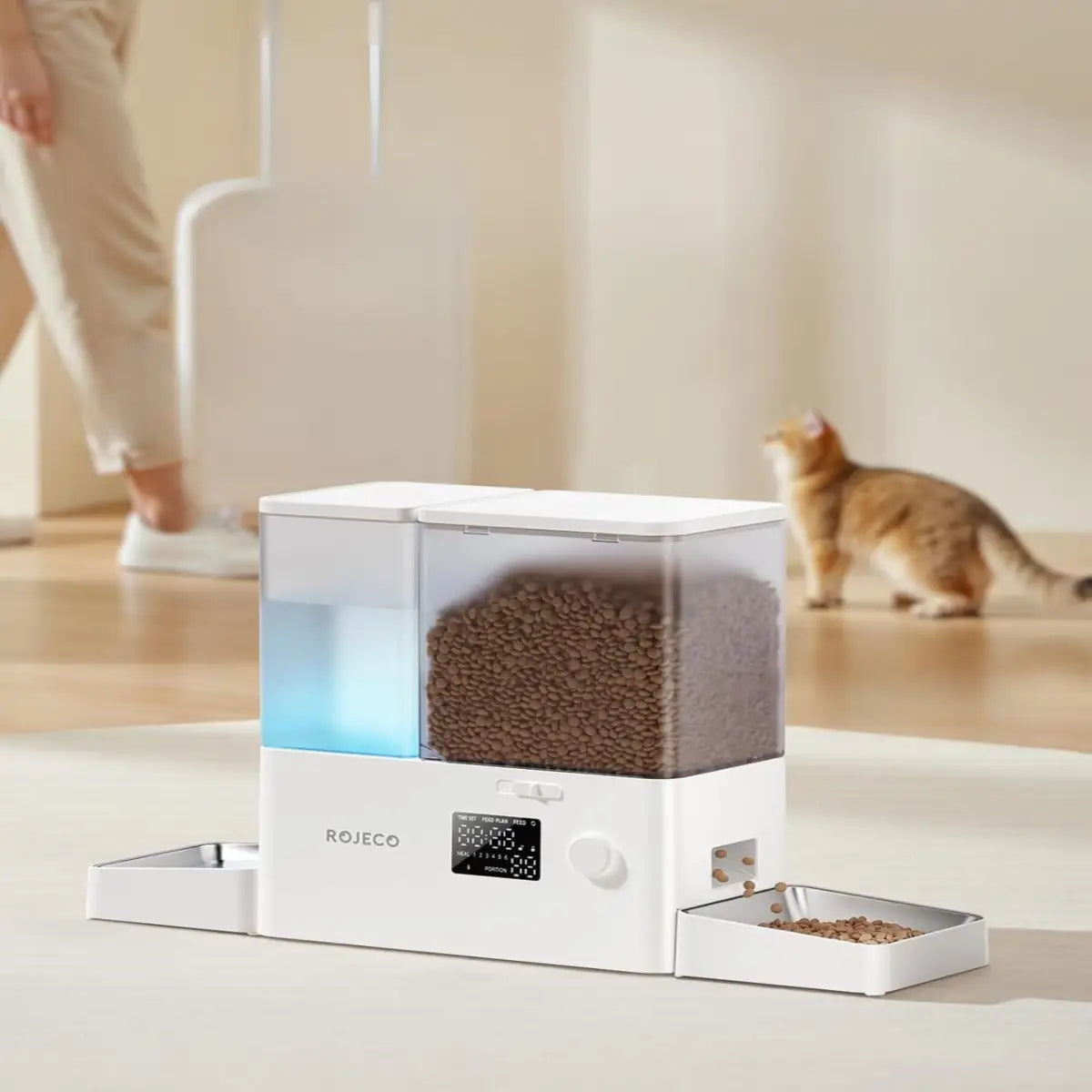 distributeur de croquettes pour chat avec design moderne et fonctionnel, idéal pour chats. - vue latérale