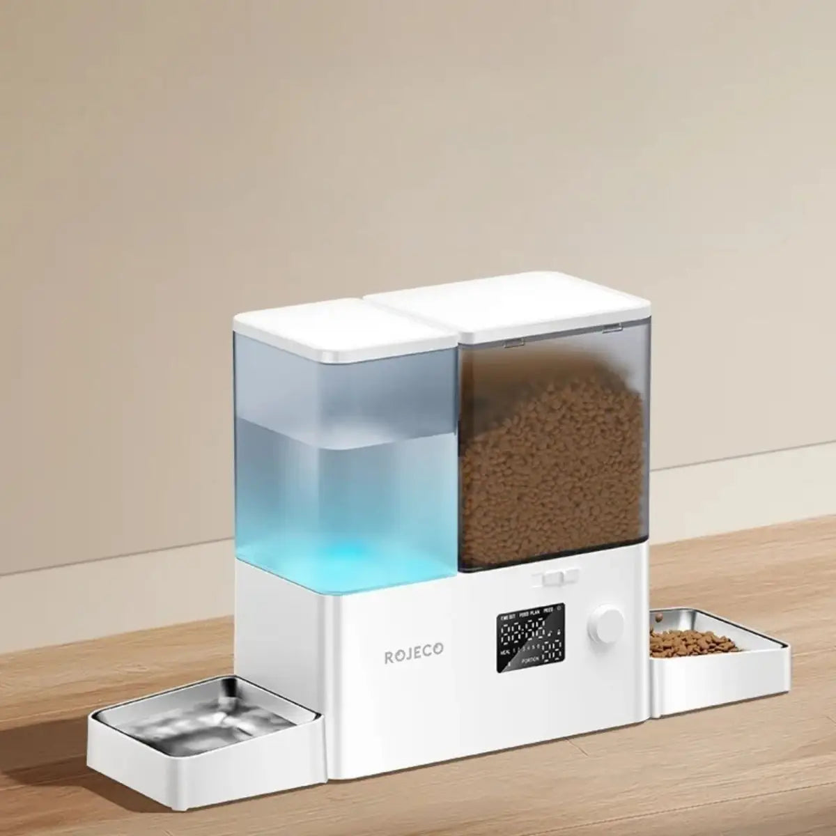 distributeur de croquettes pour chat avec design moderne et compartiment transparent - intérieur moderne