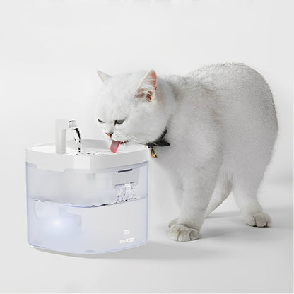 fontaine à eau pour chat design blanc ultra silencieuse, réservoir transparent