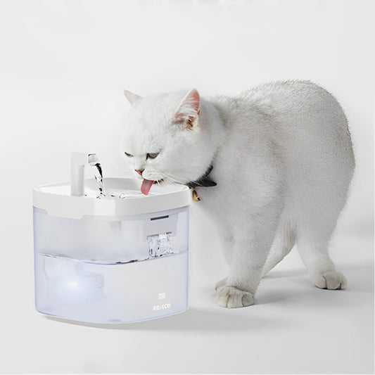 fontaine à eau pour chat design blanc ultra silencieuse, réservoir transparent