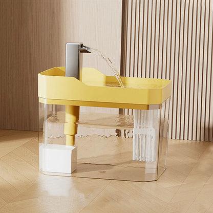 fontaine à eau pour chat design robinet jaune, grande capacité et filtre visible