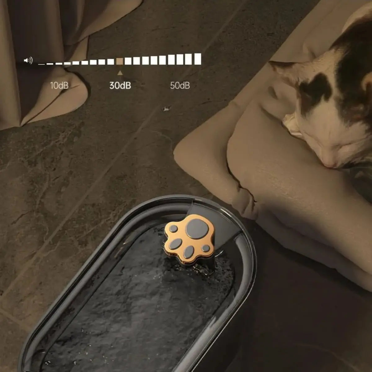 fontaine a eau chat WhisperFlow avec design élégant et fonctionnement silencieux - fond neutre