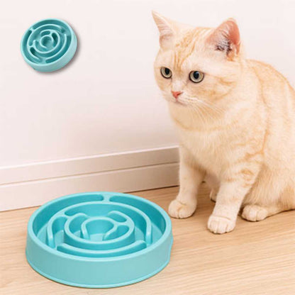 Gamelle chat CroqLento™ bleue anti glouton pour ralentir l’ingestion des croquettes