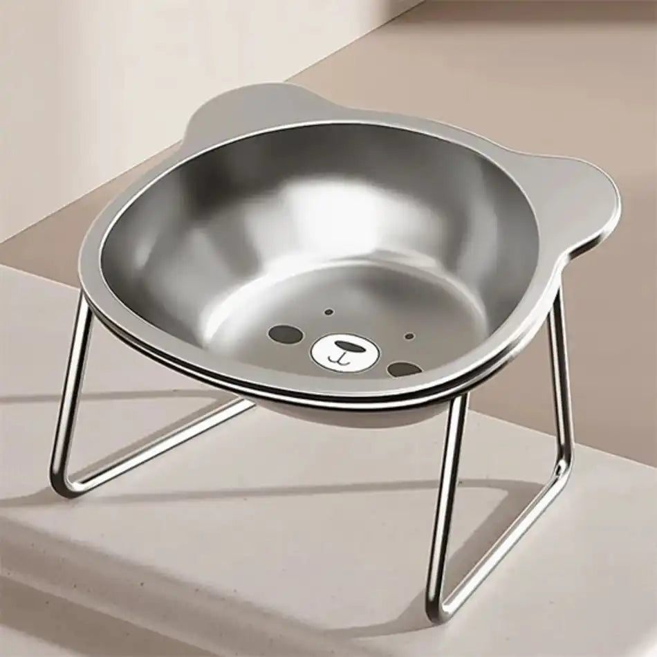 Gamelle chat en acier inoxydable surélevée, finition premium facile a nettoyer
