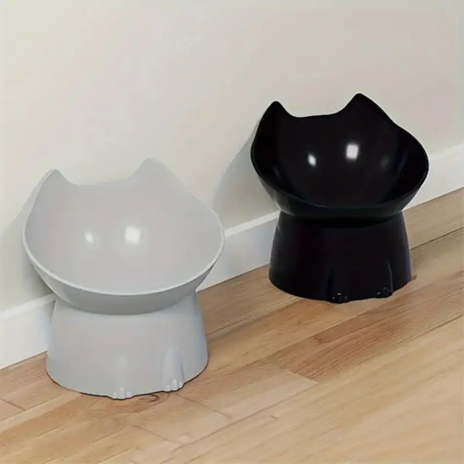 gamelle chat surélevée gris et noir – set de deux pour coin repas propre