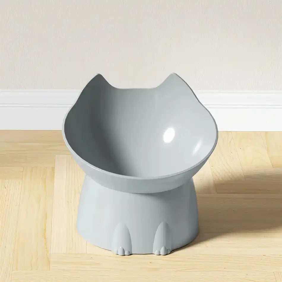 gamelle chat surélevée grise – style minimaliste facile à nettoyer