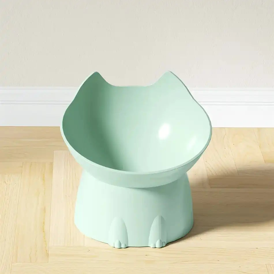 gamelle chat surélevée menthe – bol ergonomique compatible croquettes et pâtée