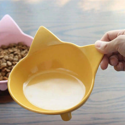 gamelle en ceramique pour chat jaune design avec forme originale et moderne