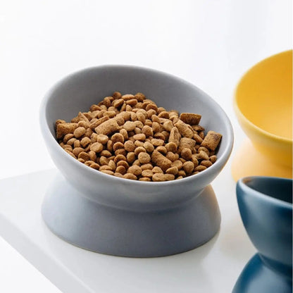 gamelle pour chat CeraTilt gris ardoise, design ergonomique en ceramique.