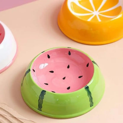 Gamelle Pour Chat en céramique avec motif pastèque, idéale pour une touche fruitée.