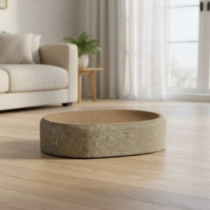 griffoir chat carton OvaLounge, design élégant pour chats dans un salon moderne - intérieur moderne