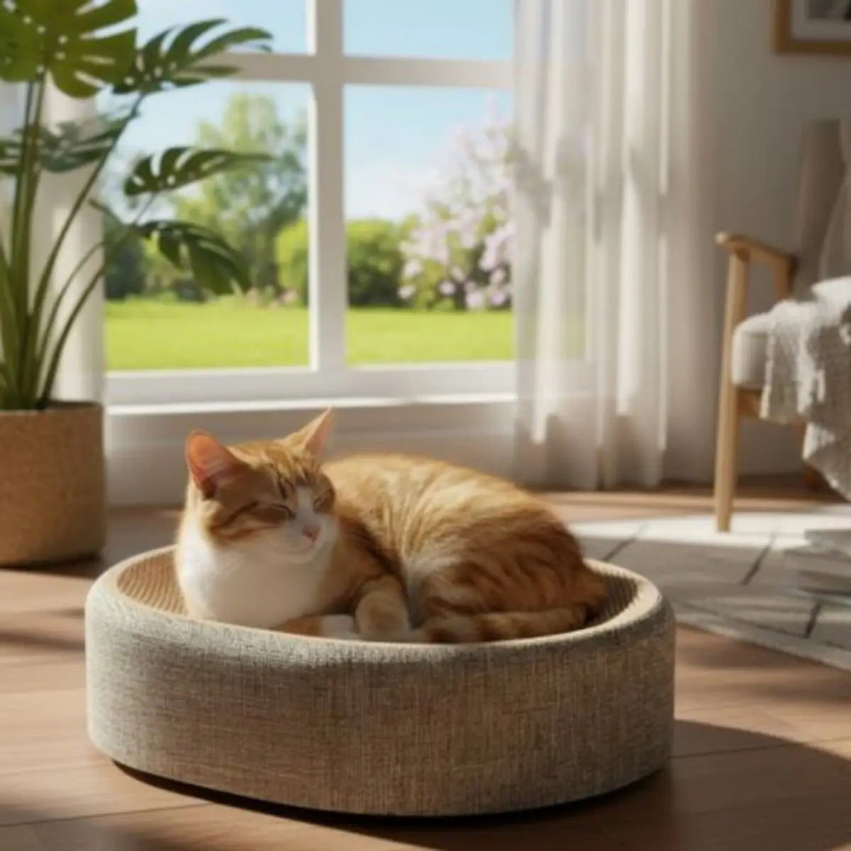 Griffoir chat carton OvaLounge design élégant et confortable pour chats - vue latérale