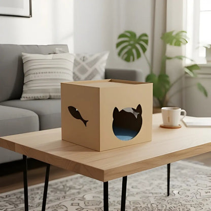 griffoir en carton pour chat au design moderne, idéal pour le salon
