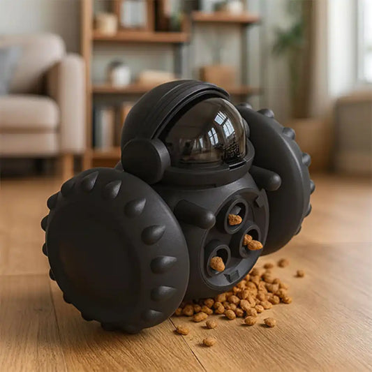 Jouet chat interactif robot distributeur de friandises noir – stimule la chasse et occupe le chat