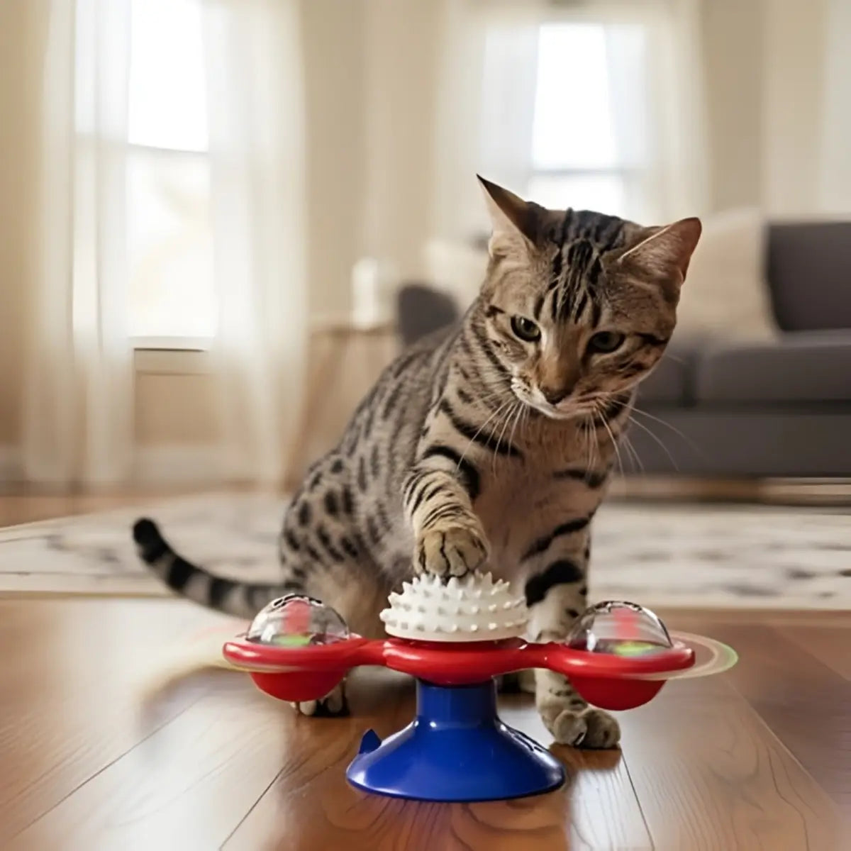 Jouet chat interactif WindMiaou avec design innovant pour divertir les chats à la maison.