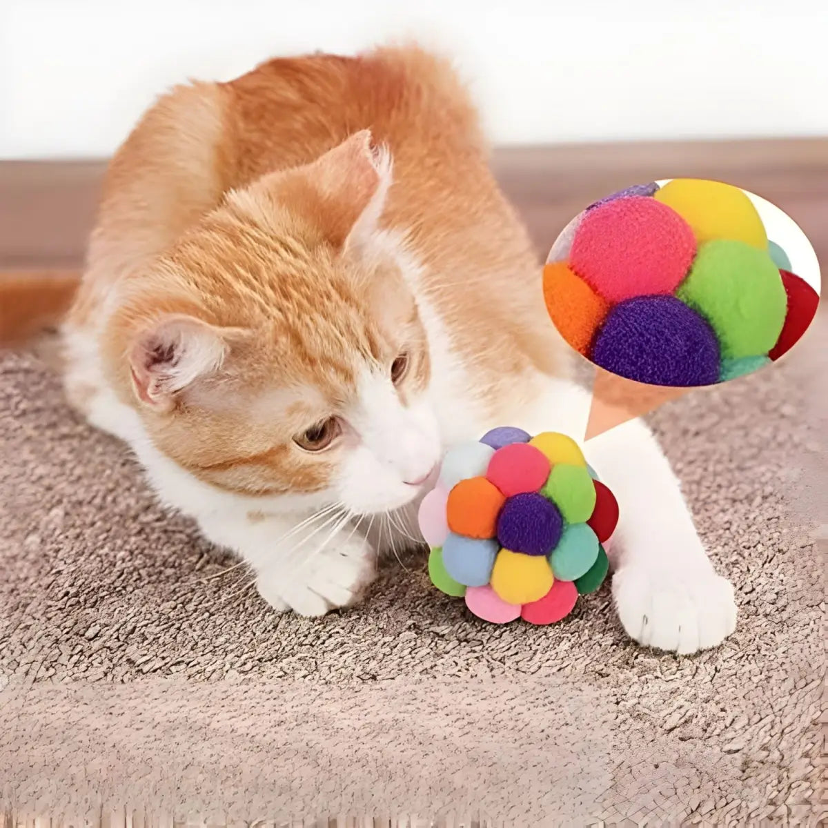 jouet pour chat avec balles arc-en-ciel colorées parfaites pour divertir votre animal