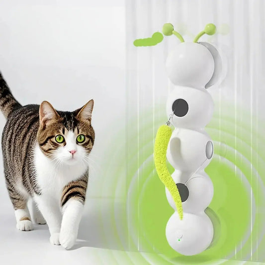 jouet pour chat interactif en forme de chenille avec design lumineux et accessoires suspendus