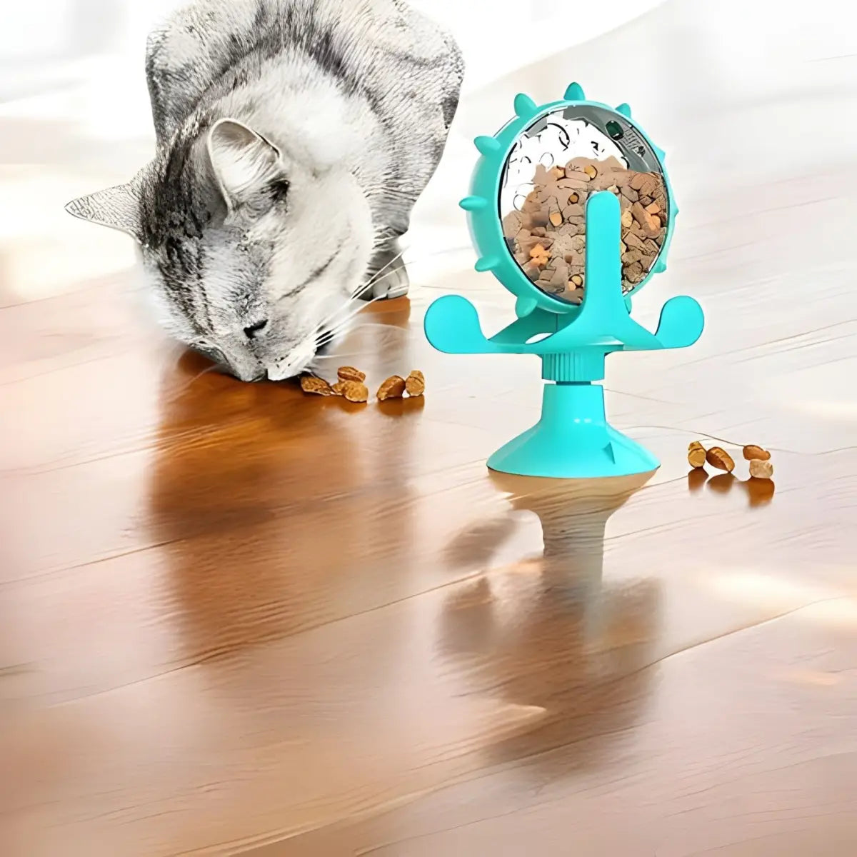 Jouet pour chat interactif avec distributeur de croquettes, idéal pour divertir votre félin.