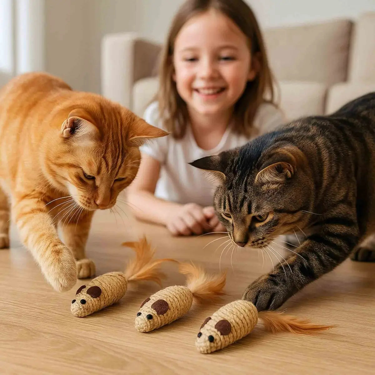 jouet pour chat en forme de souris avec plumes, idéal pour divertir les chats à la maison