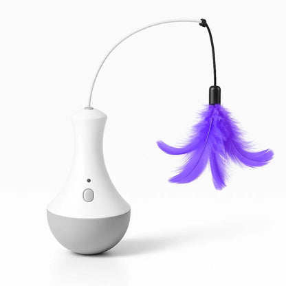 jouet pour chat interactif GyroChat avec plumes violettes pour divertir les félins.