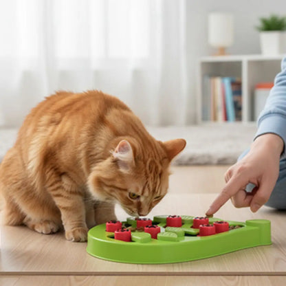 Jouet pour chat interactif vert en forme de poisson, idéal pour stimuler votre animal.