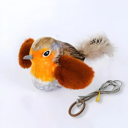 jouet pour chat Plum’Chic™ en forme d'oiseau avec plumes et cordon inclus - fond neutre