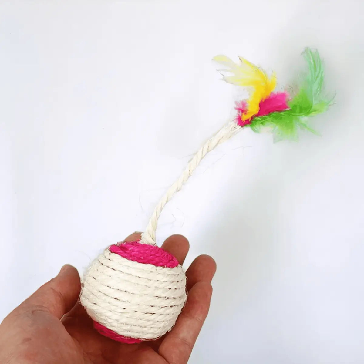 jouet pour chat sphère avec plumes colorées pour divertir votre félin