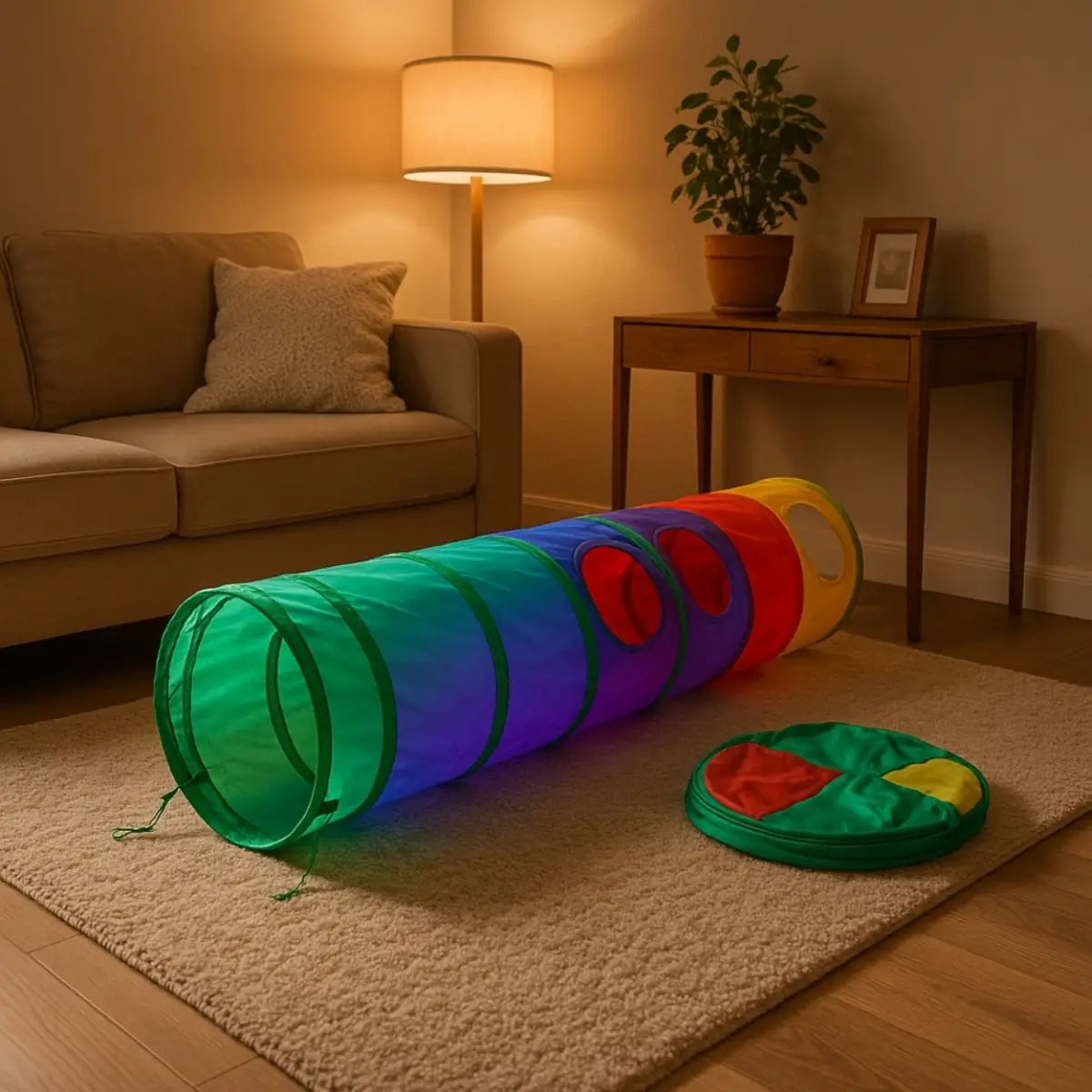 jouet pour chat tunnel arc-en-ciel pliable pour jouer et se cacher