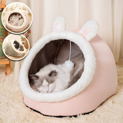 Lit pour chat anti-stress avec forme enveloppante et coussin amovible
