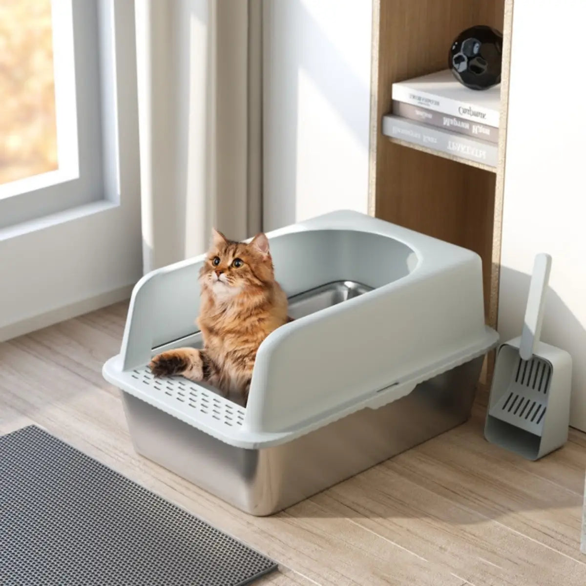 litiere chat moderne avec bac en inox et design pratique pour maison
